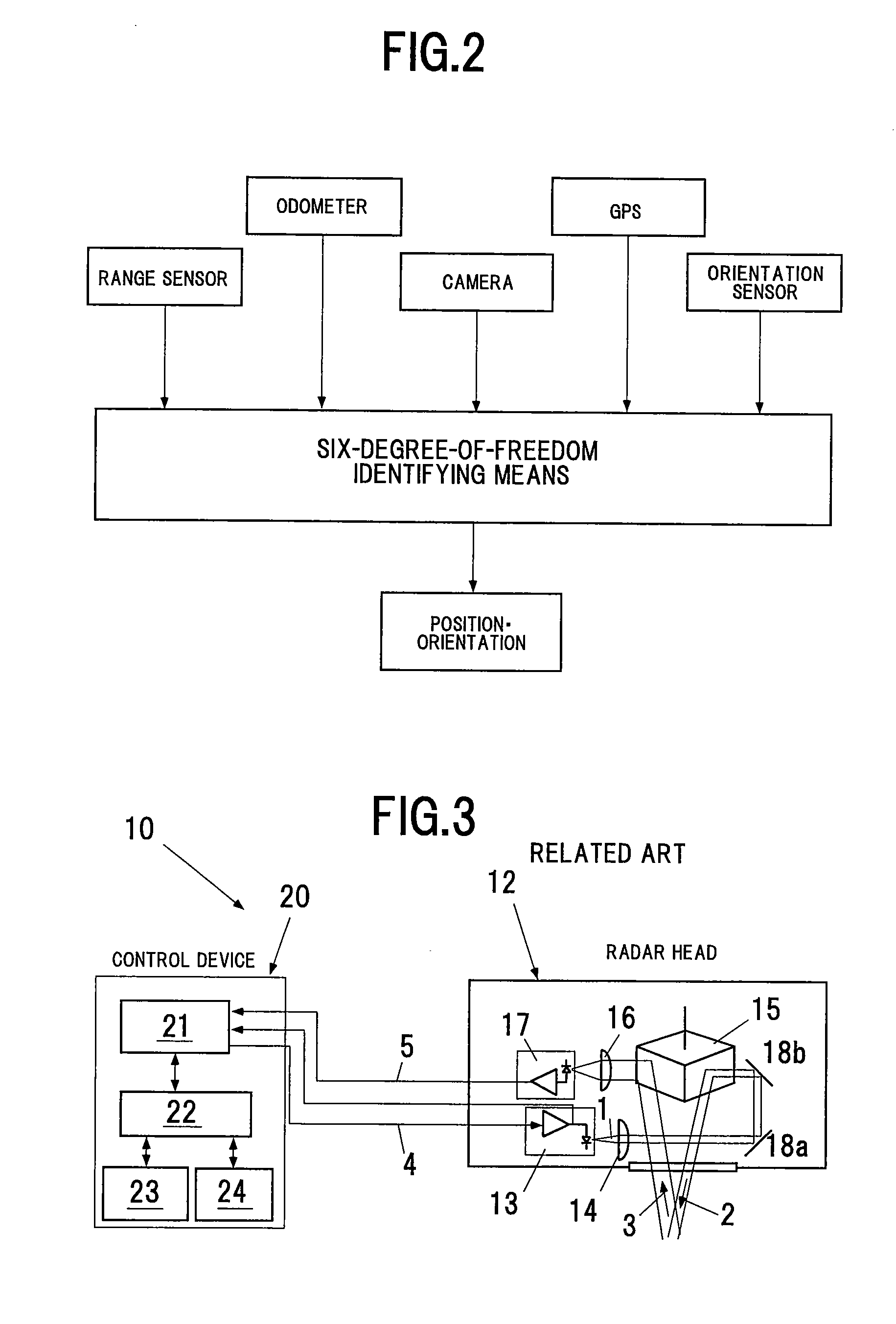 Self-position identifying method and device, and three-dimensional shape measuring method and device