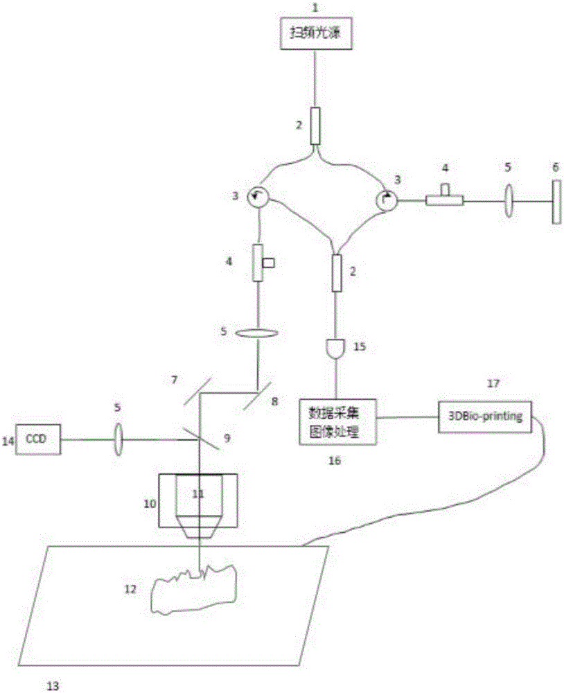 OCT-based in-situ three-dimensional printing skin repairing equipment and implementation method thereof