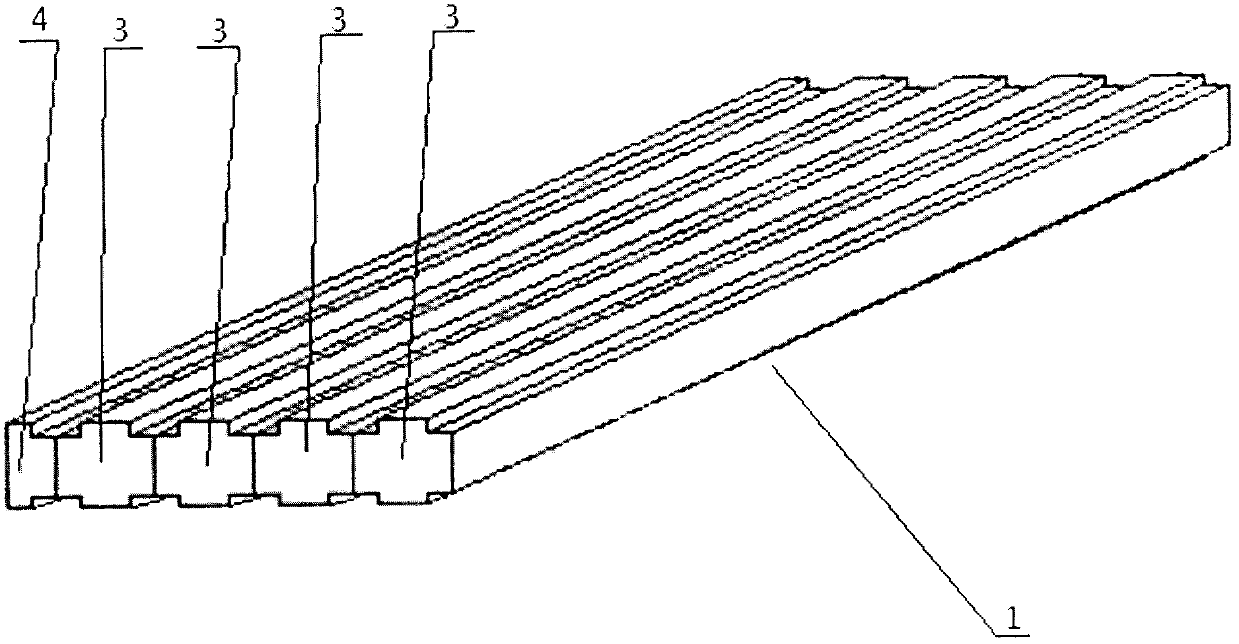 Strip-shaped solid wood mortise and tenon combined mosaic structure laminated wood