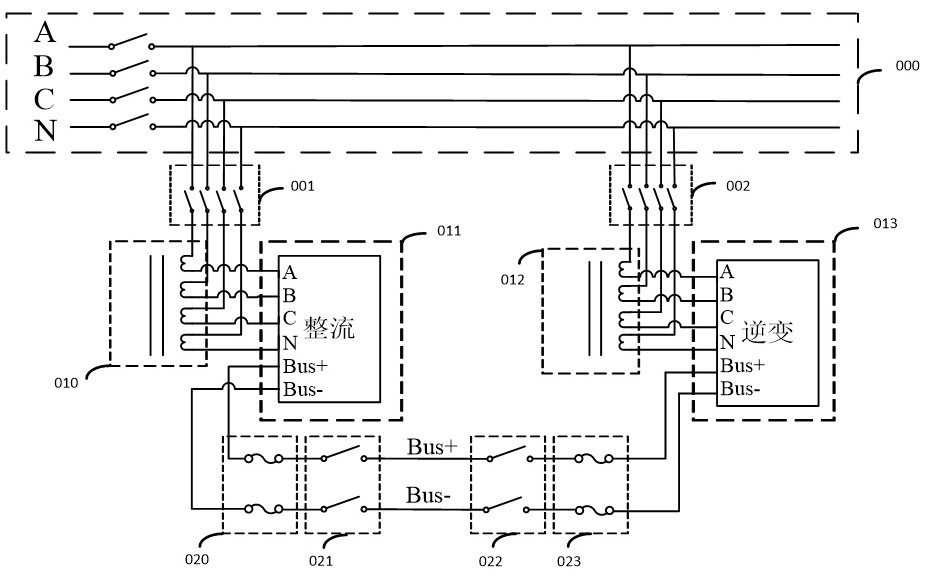 Topology applied to flexible direct-current comprehensive voltage regulation device for suppressing common-mode interference