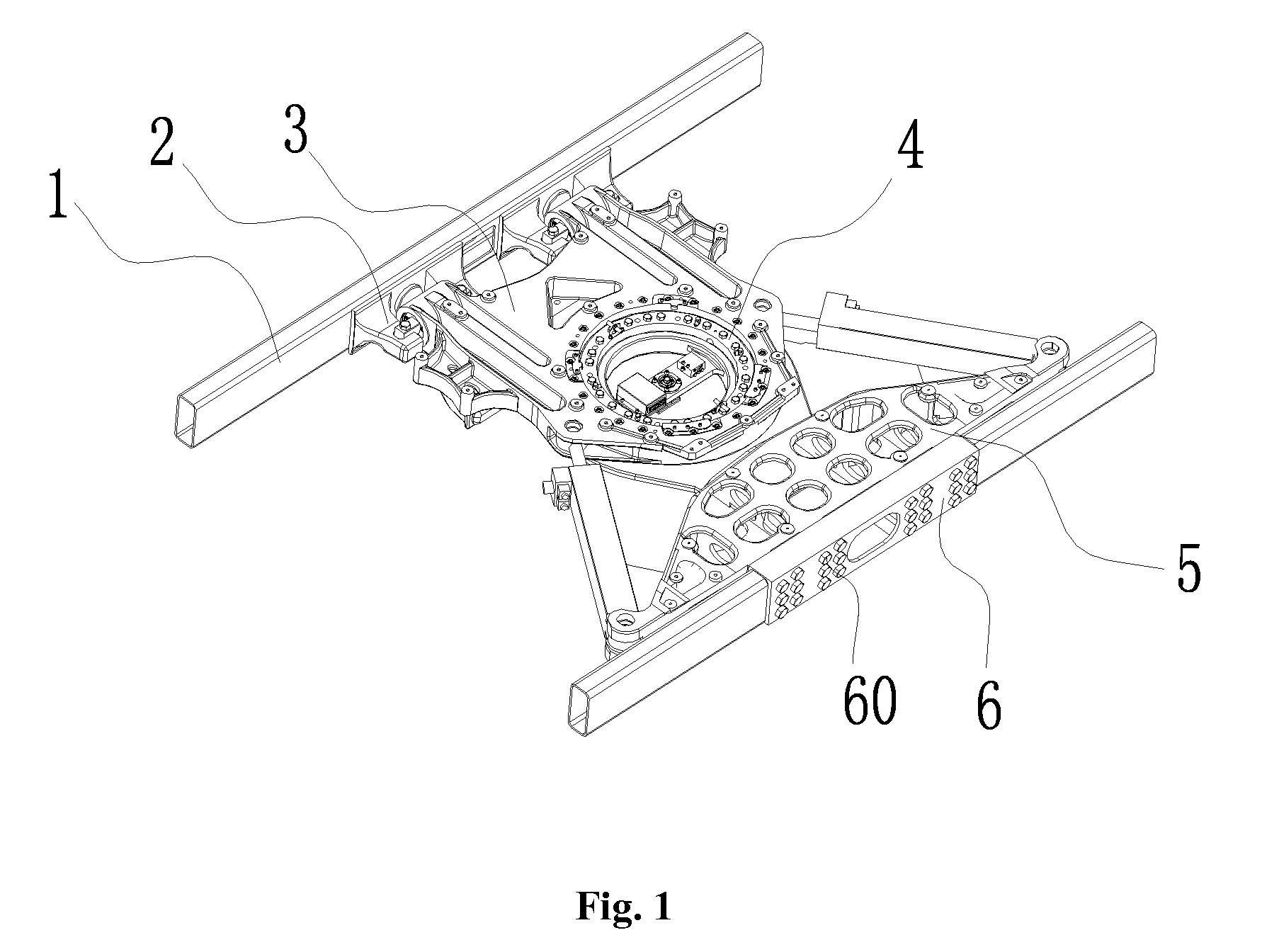 Articulated chassis system of large articulated vehicle