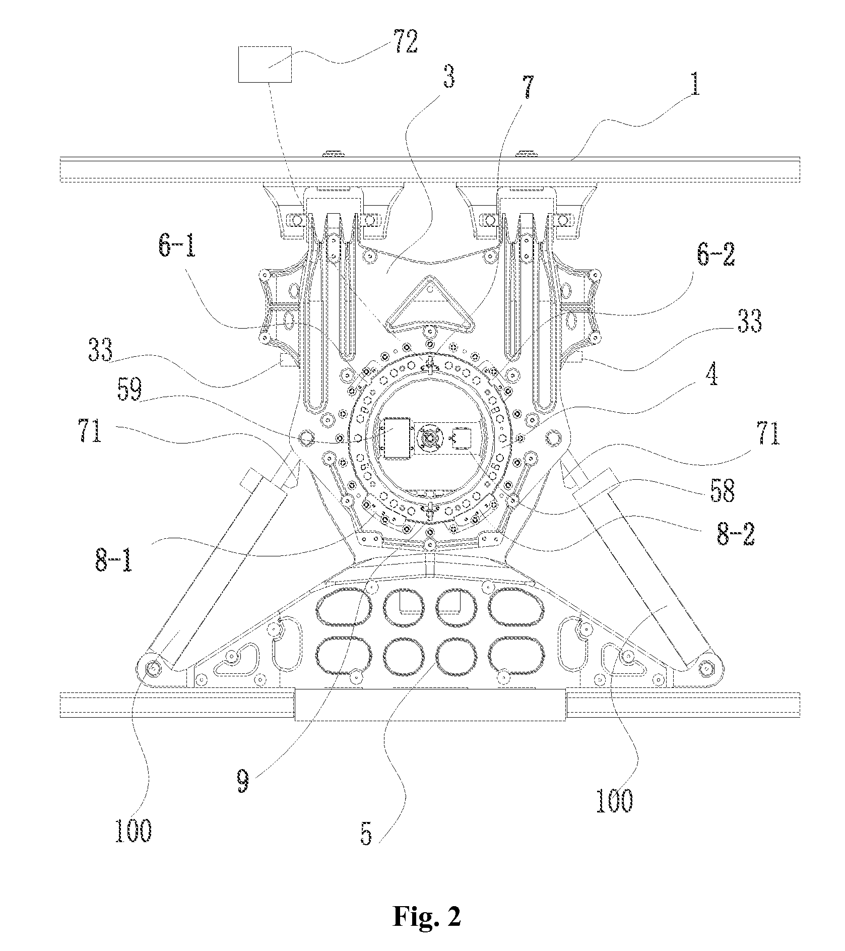 Articulated chassis system of large articulated vehicle