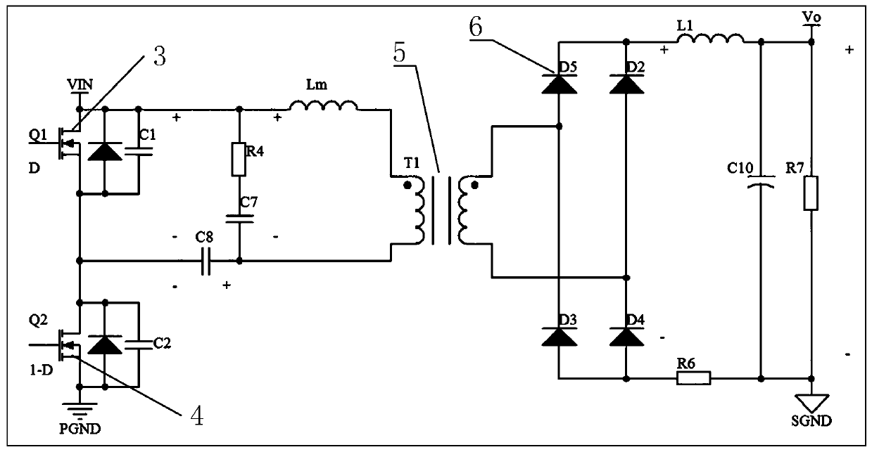 DC stabilized power supply with programmable wide-range output asymmetric half-bridge structure