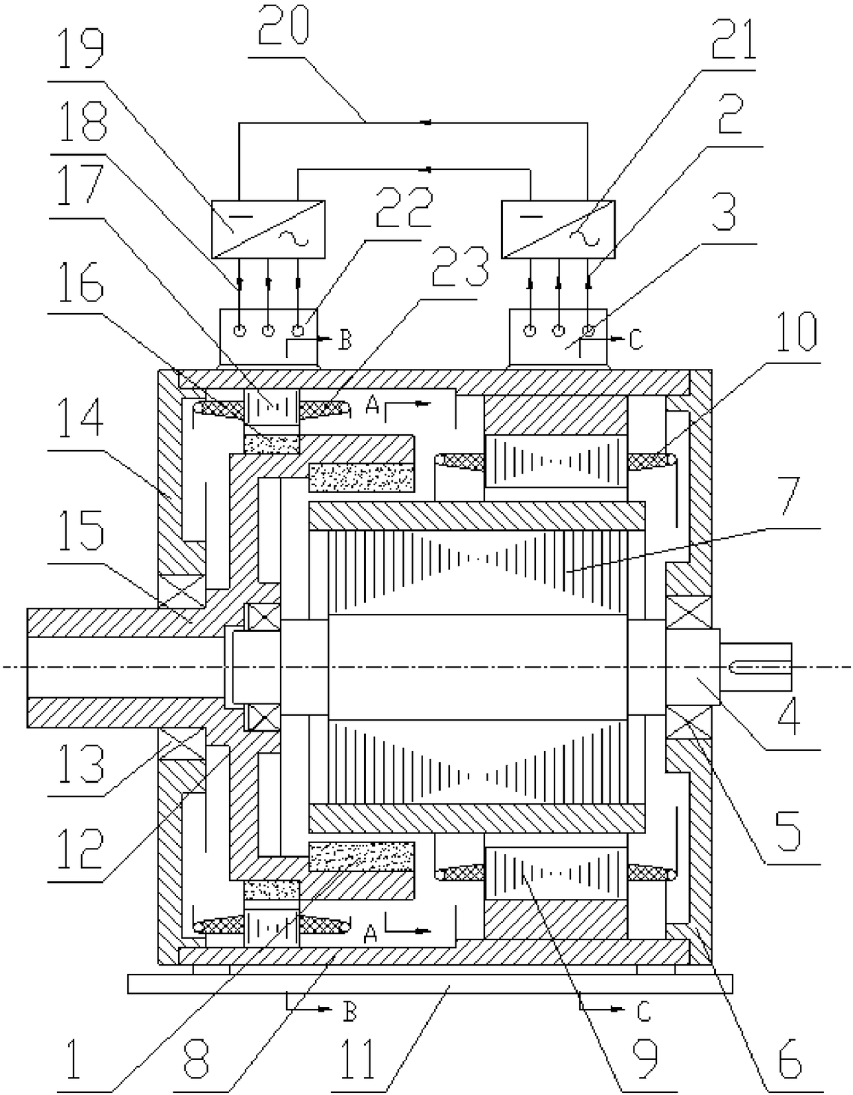 Energy feedback-based permanent-magnet speed regulation device