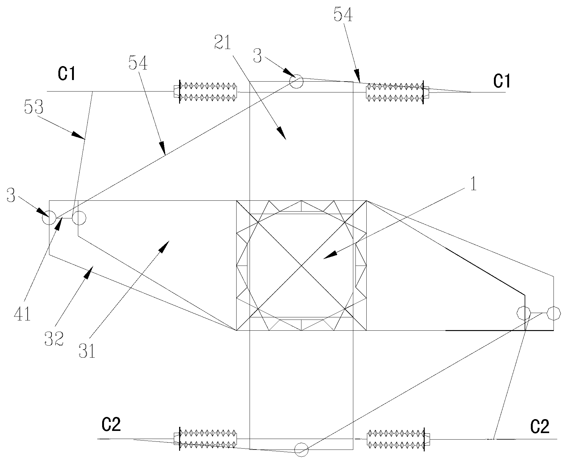 Jumping around transposition tower in common-tower double-circuit transmission line