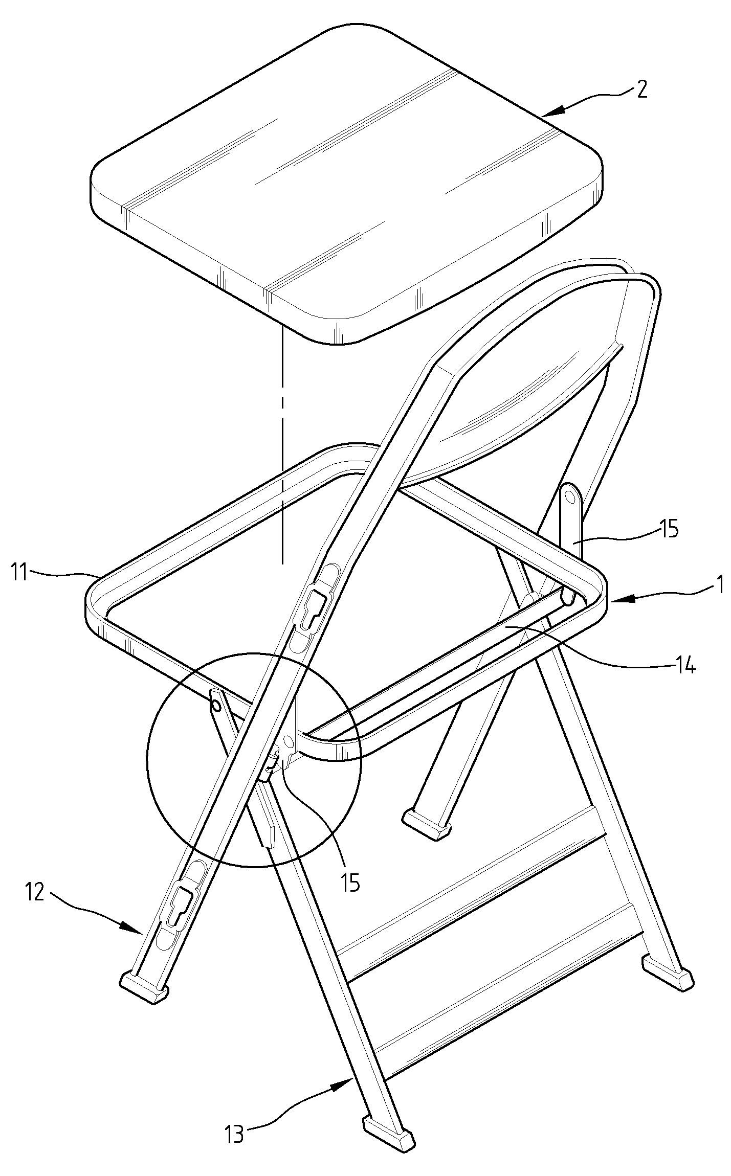 Structure for a seat supporting frame of a chair