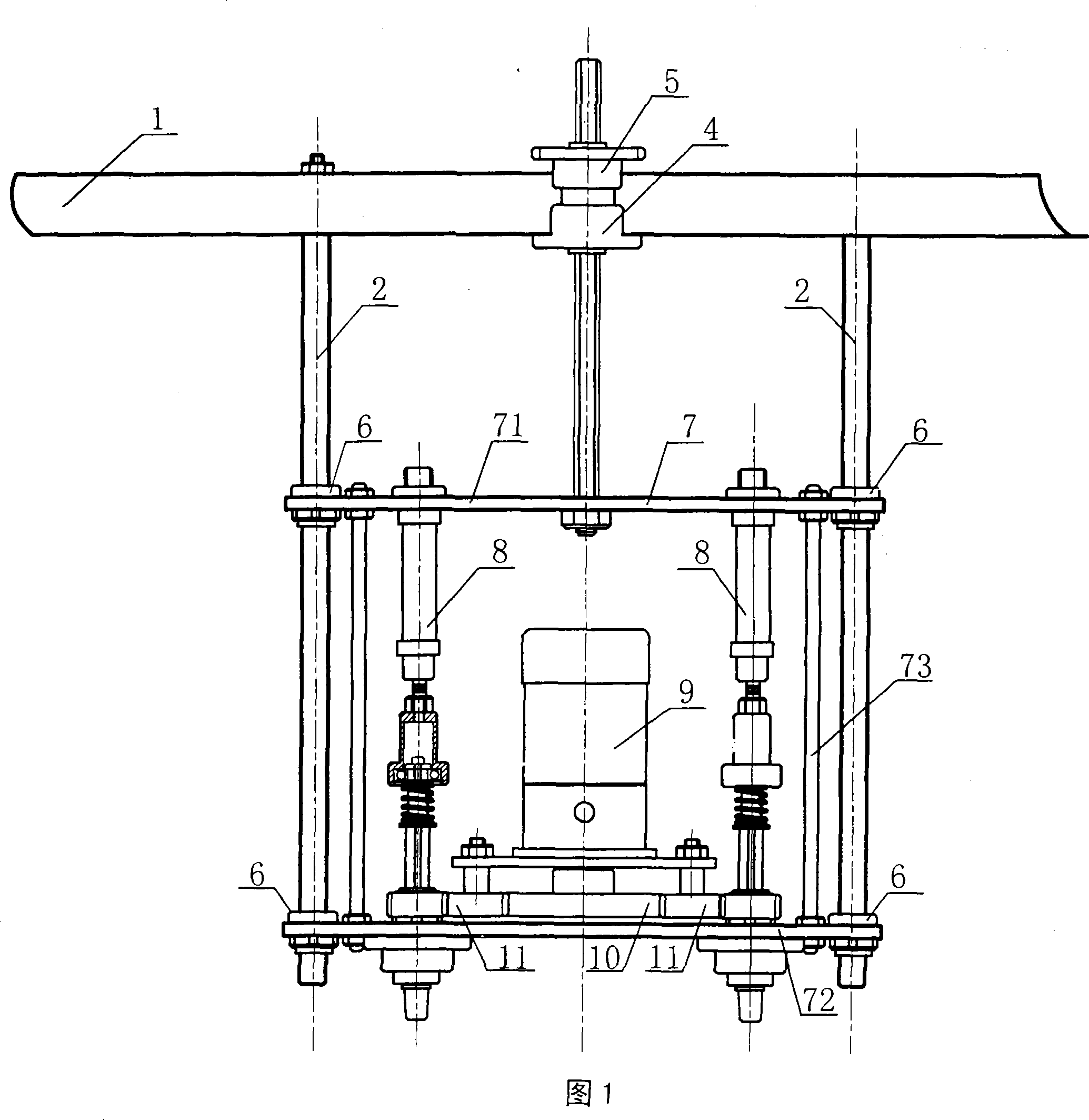 Lifting gear of cap whirling machine