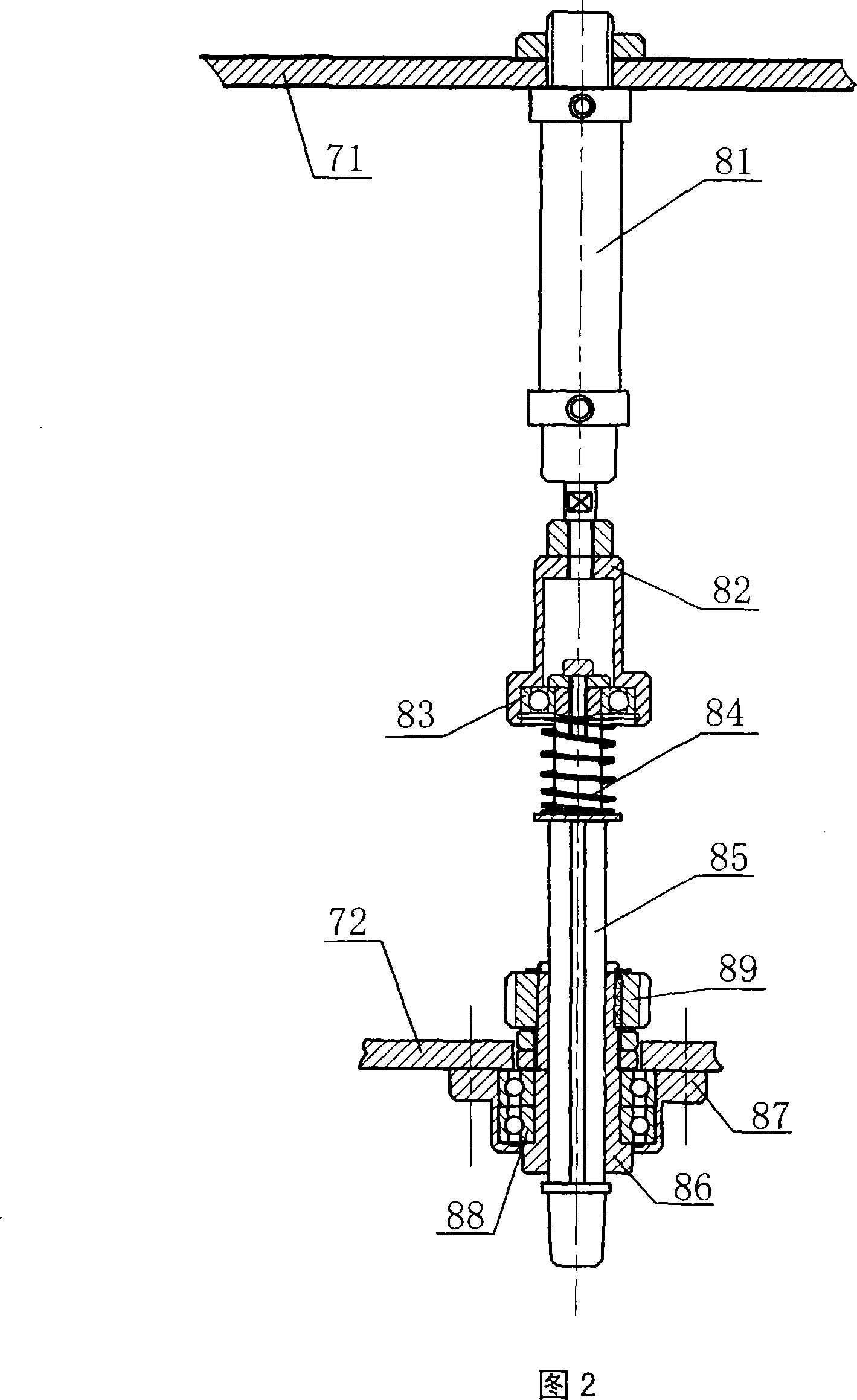 Lifting gear of cap whirling machine