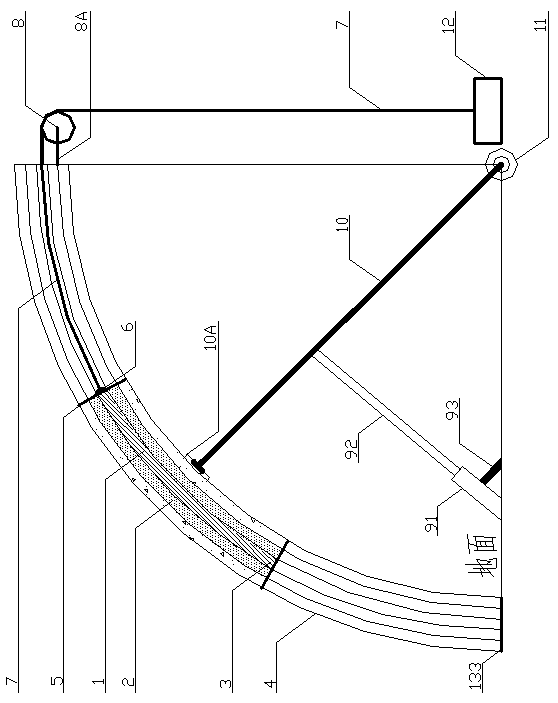 Arc-shaped terrace beam sluice gate with layered water intake function and working method thereof