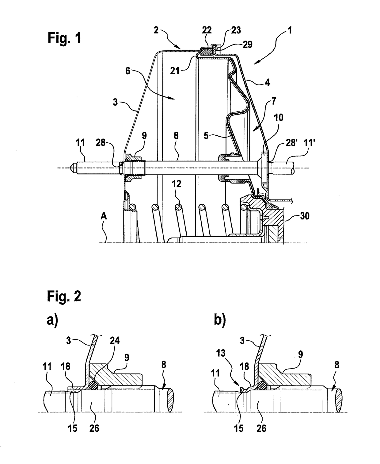 Pneumatic brake booster having a connecting pin