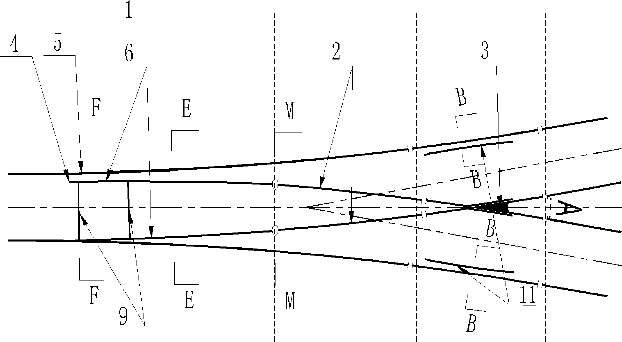 Line rail symmetric turnout No 4.5 in urban rail transit engineering