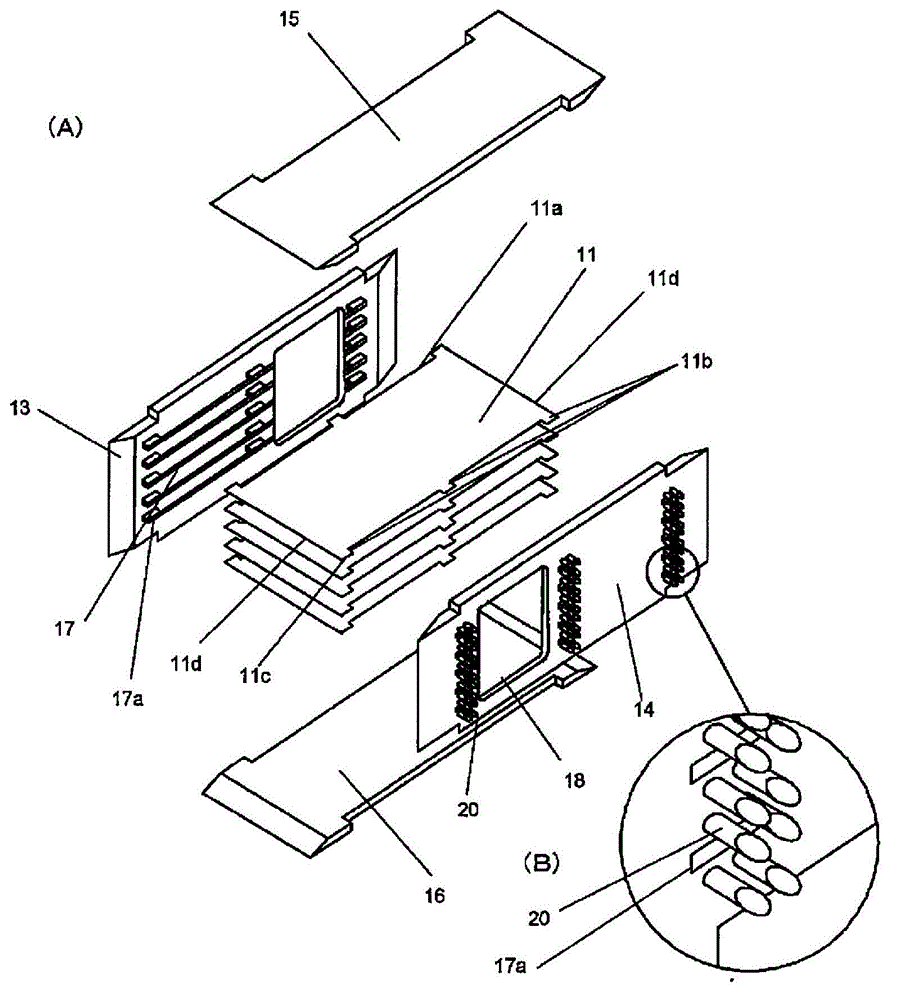 Multi-layered flow passage member and ultrasonic wave fluid measuring device