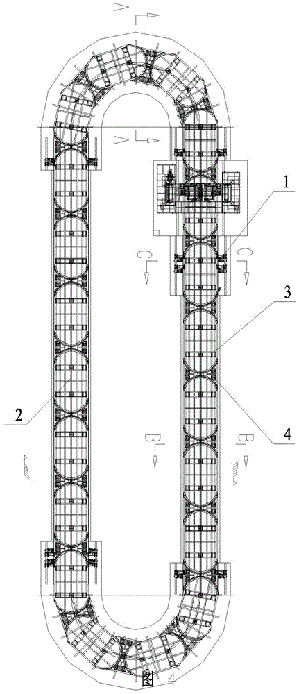 Arc-shaped slide plate conveyor line