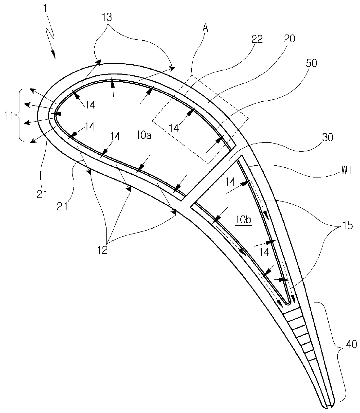 Cooling structure for vane