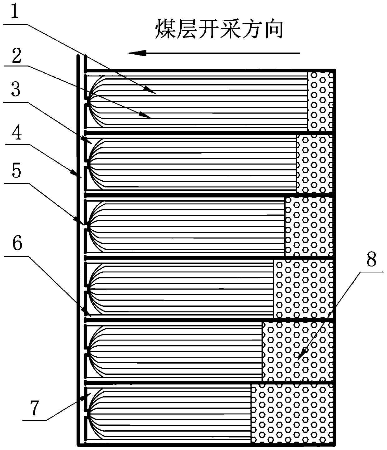 Panel gas treatment method based on treelike oriented long drilled holes gradually increased step by step in zones