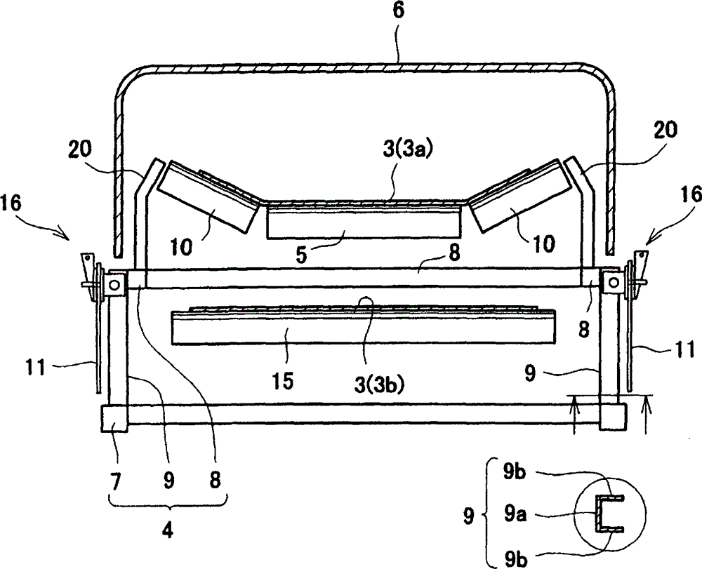 Enclosure installation device of belt conveyor and safe enclosure of belt conveyer