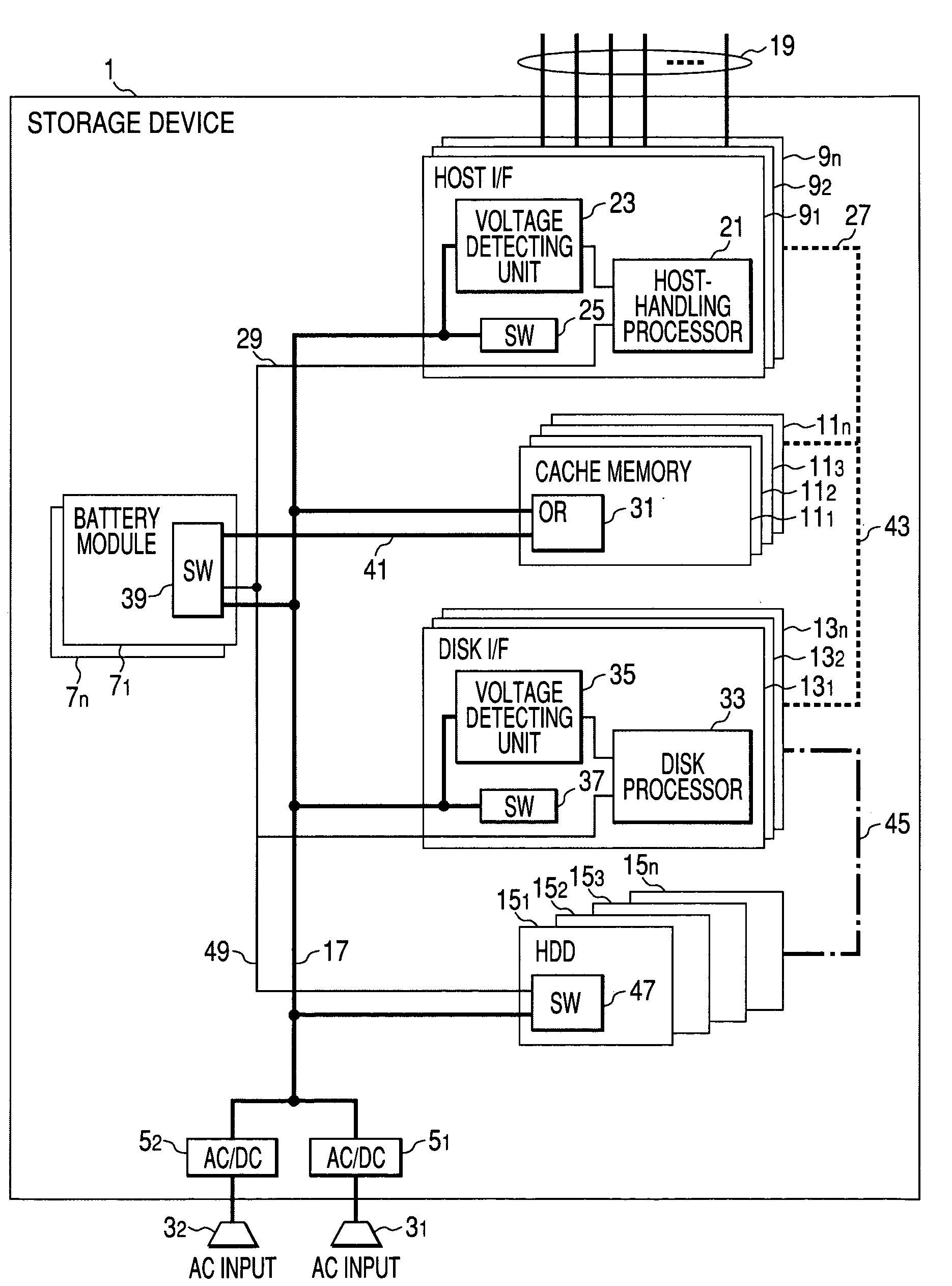 Backup power supply device for a storage device