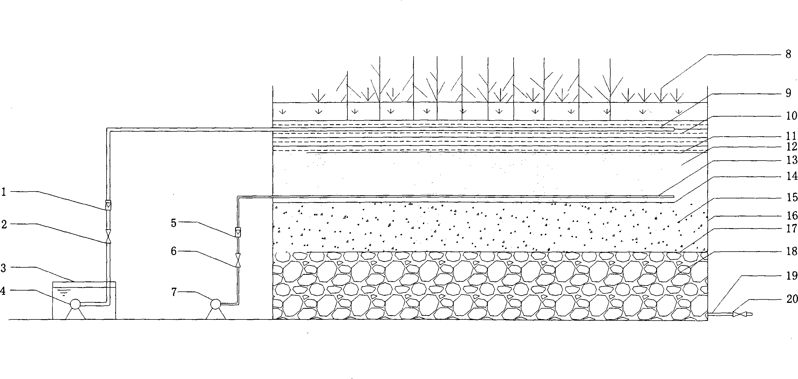 Ventilating and baffling artificial wetland simulator