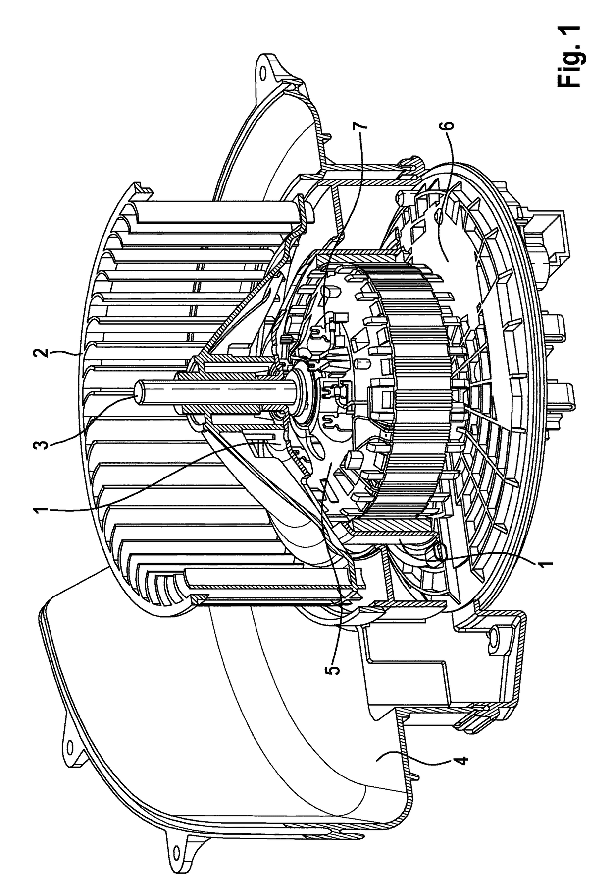 Electronically commutated DC motor with shielding