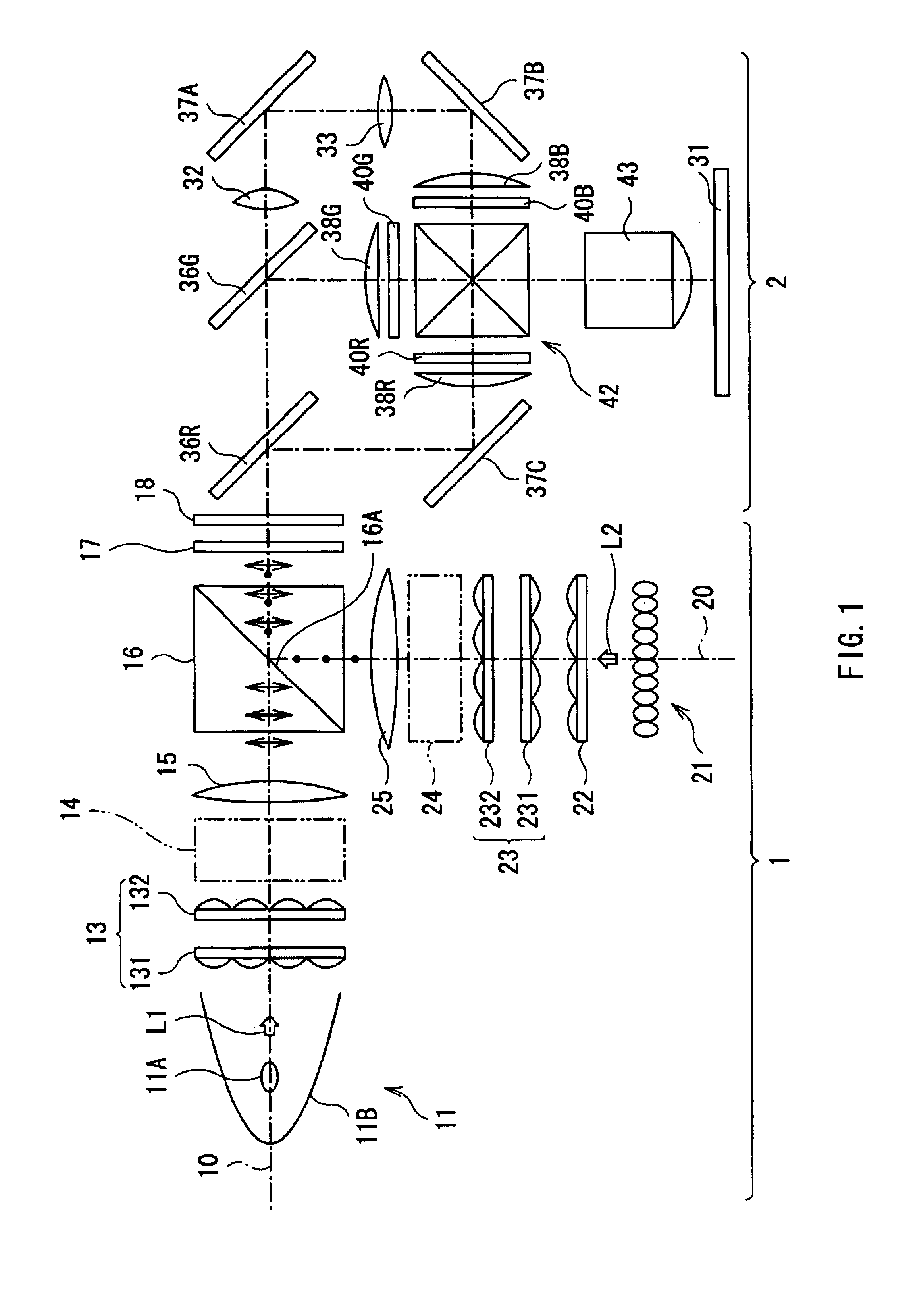 Illuminating optical system, image display unit and method of illuminating space modulation element