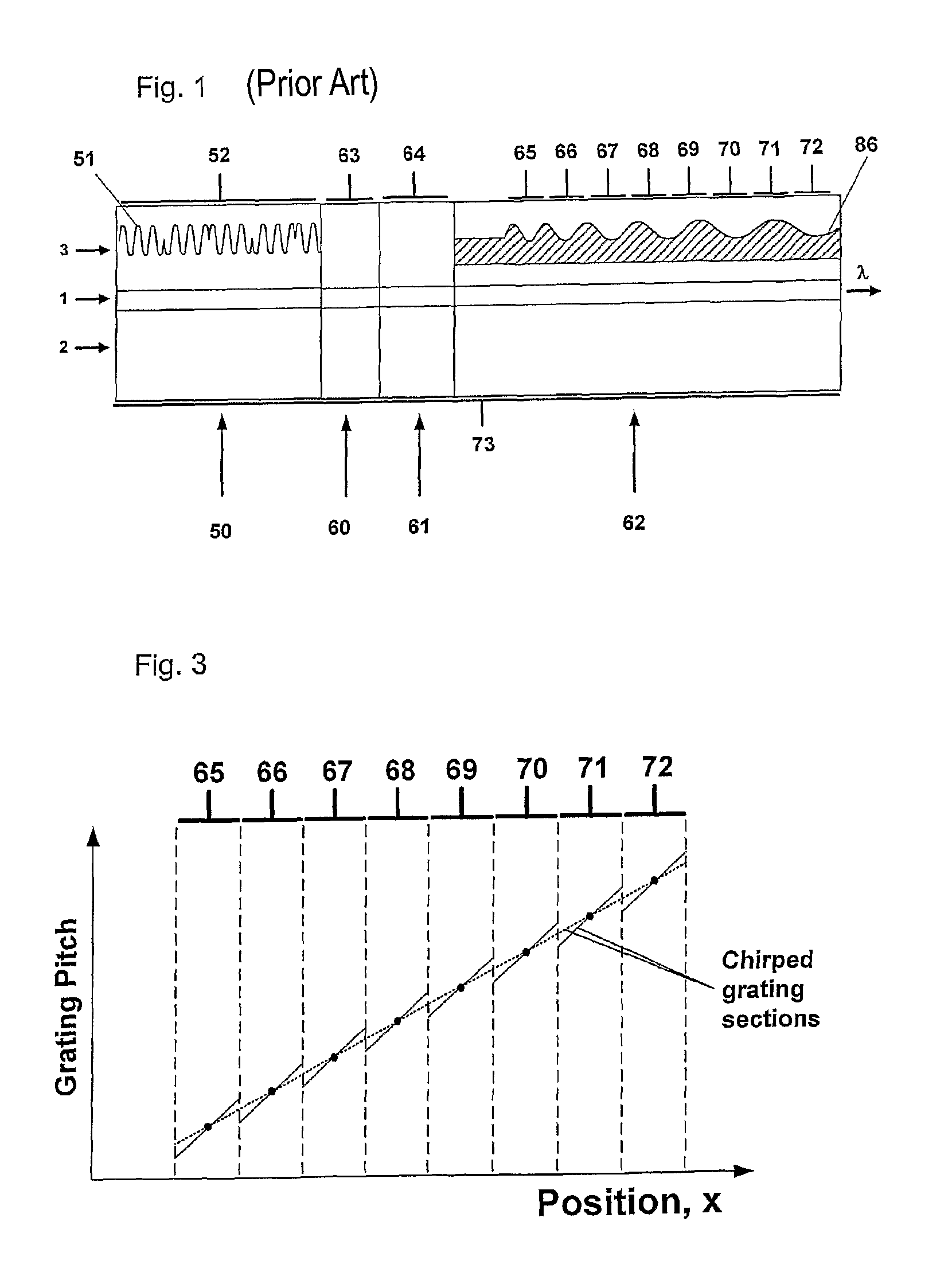 Bragg reflector grating