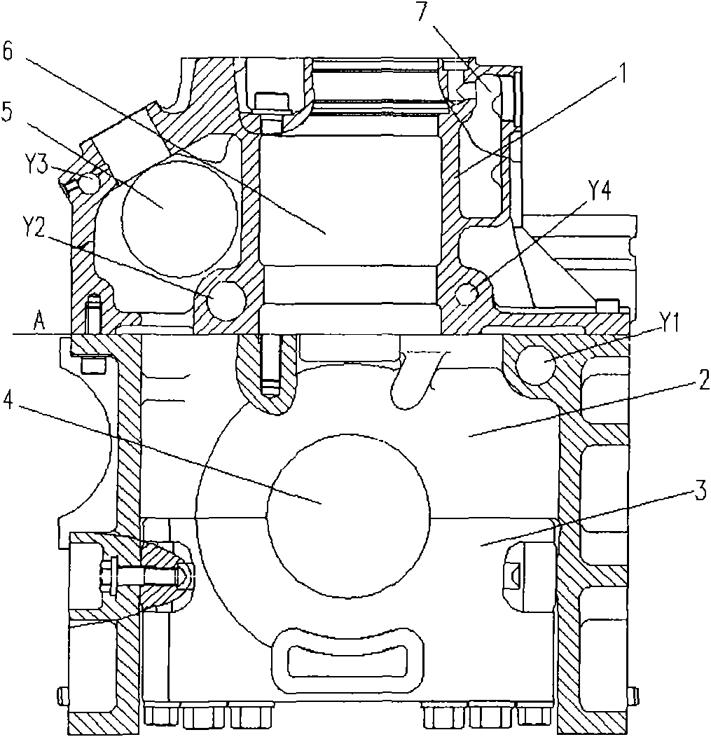 Engine multi-oil channel split type machine body structure