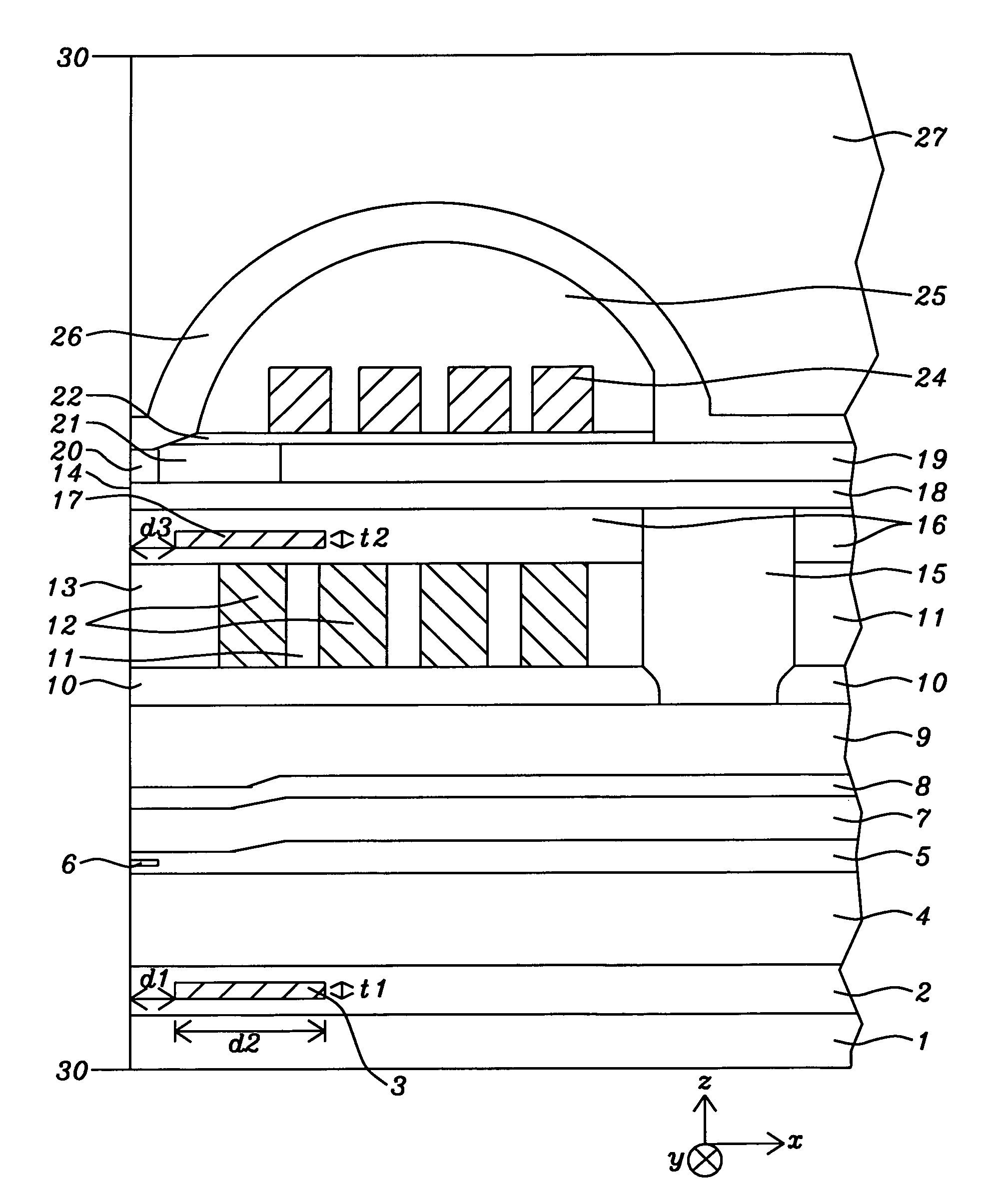 Vertically stacked DFH heater design for protrusion shape control