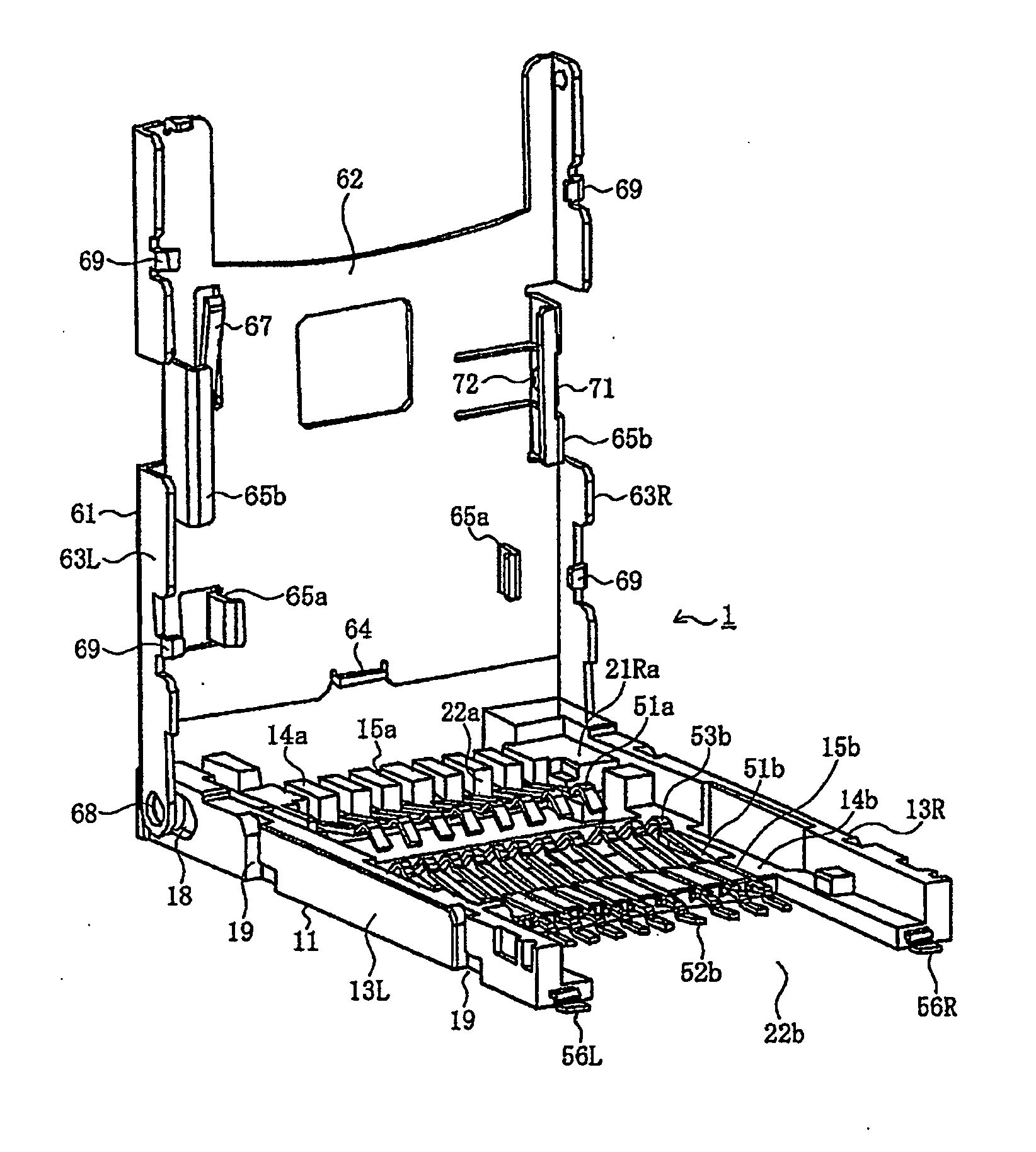 Card connector for receiving multiple cards