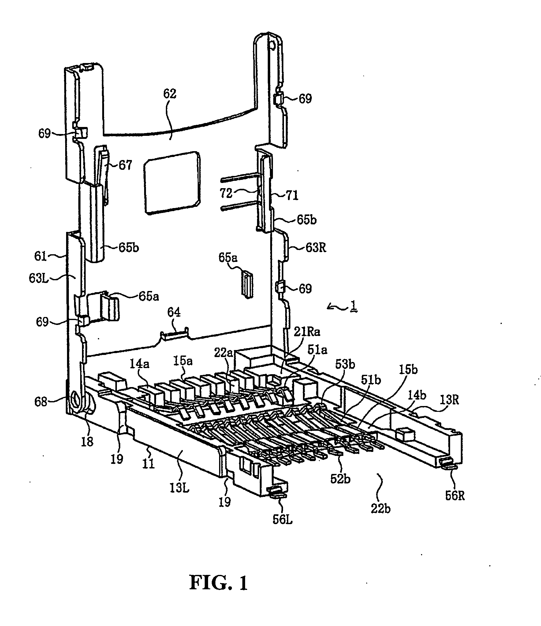 Card connector for receiving multiple cards