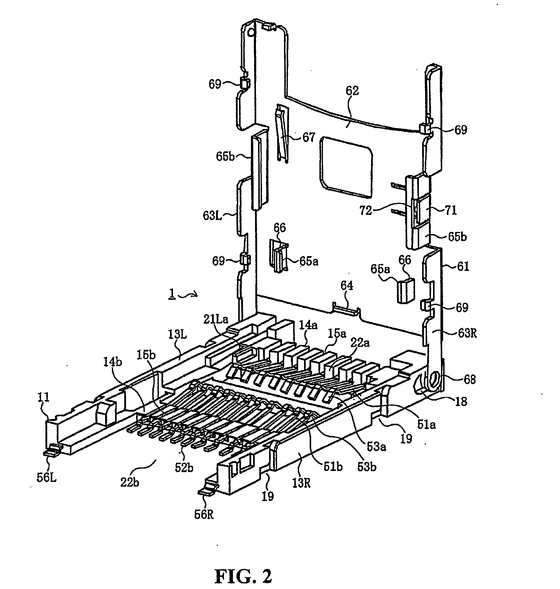 Card connector for receiving multiple cards