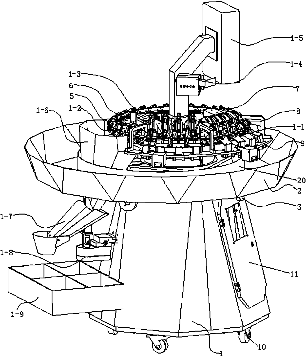 Chicken illumination debeaking, injecting and frame-feeding sorting device