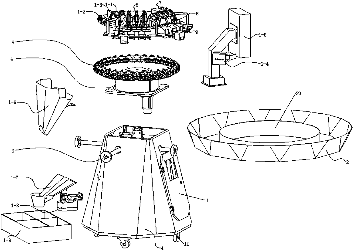 Chicken illumination debeaking, injecting and frame-feeding sorting device