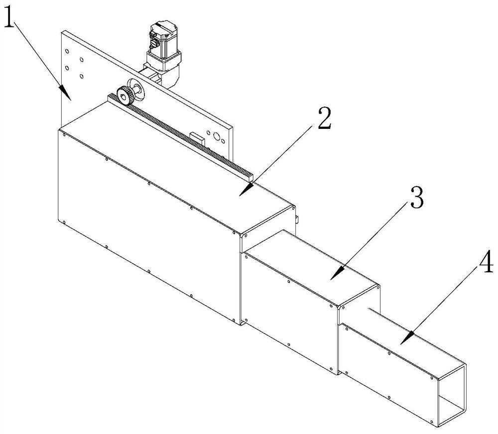 Multi-stage sliding telescopic arm