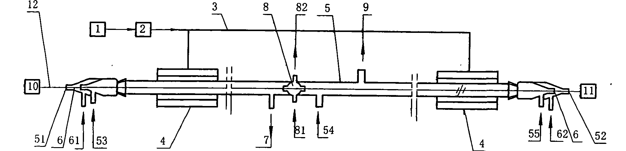 Method and device for realizing double-component coat on SiC fibre surface