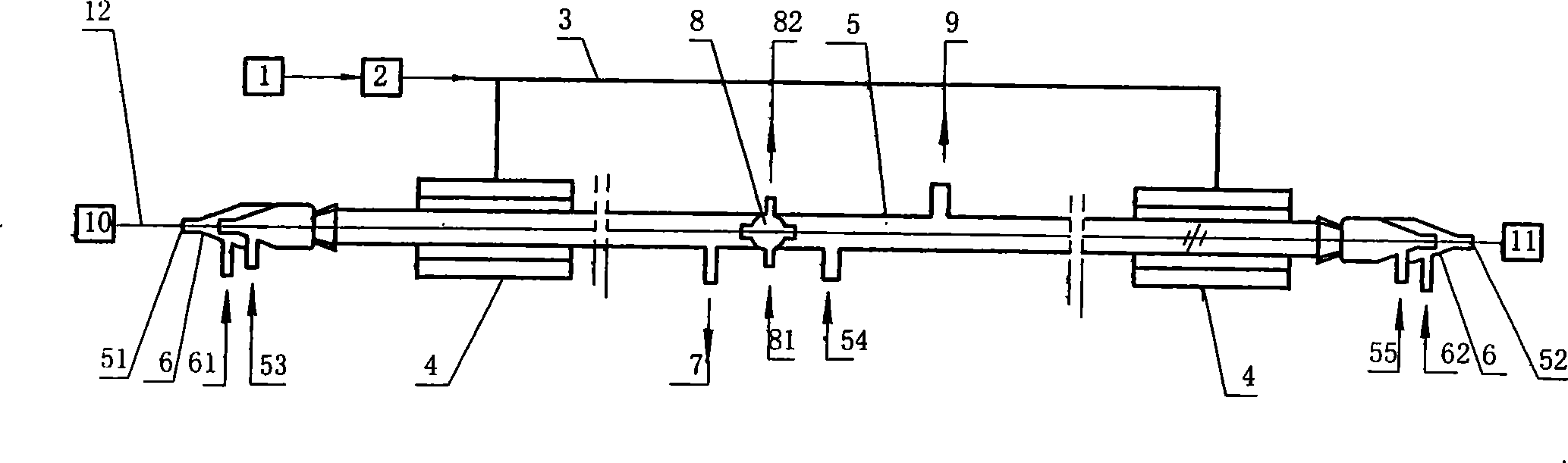 Method and device for realizing double-component coat on SiC fibre surface