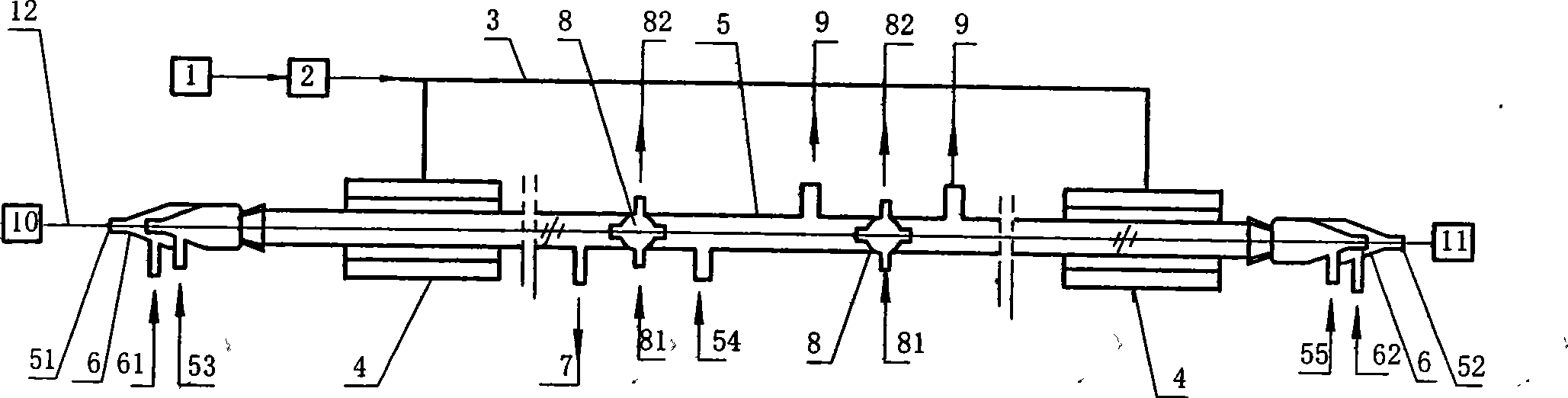 Method and device for realizing double-component coat on SiC fibre surface