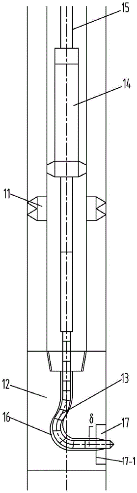 Rotary outlet device of guide device for drilling radial horizontal holes