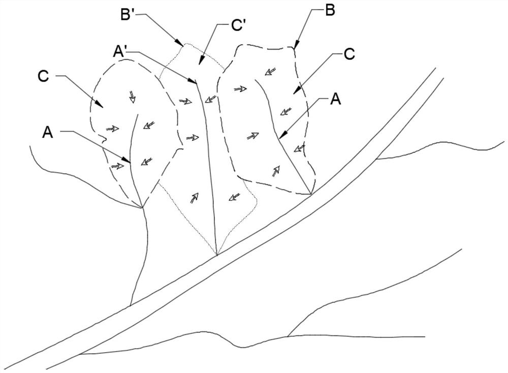 Construction method of urban-scale superficial flow rainwater drainage system