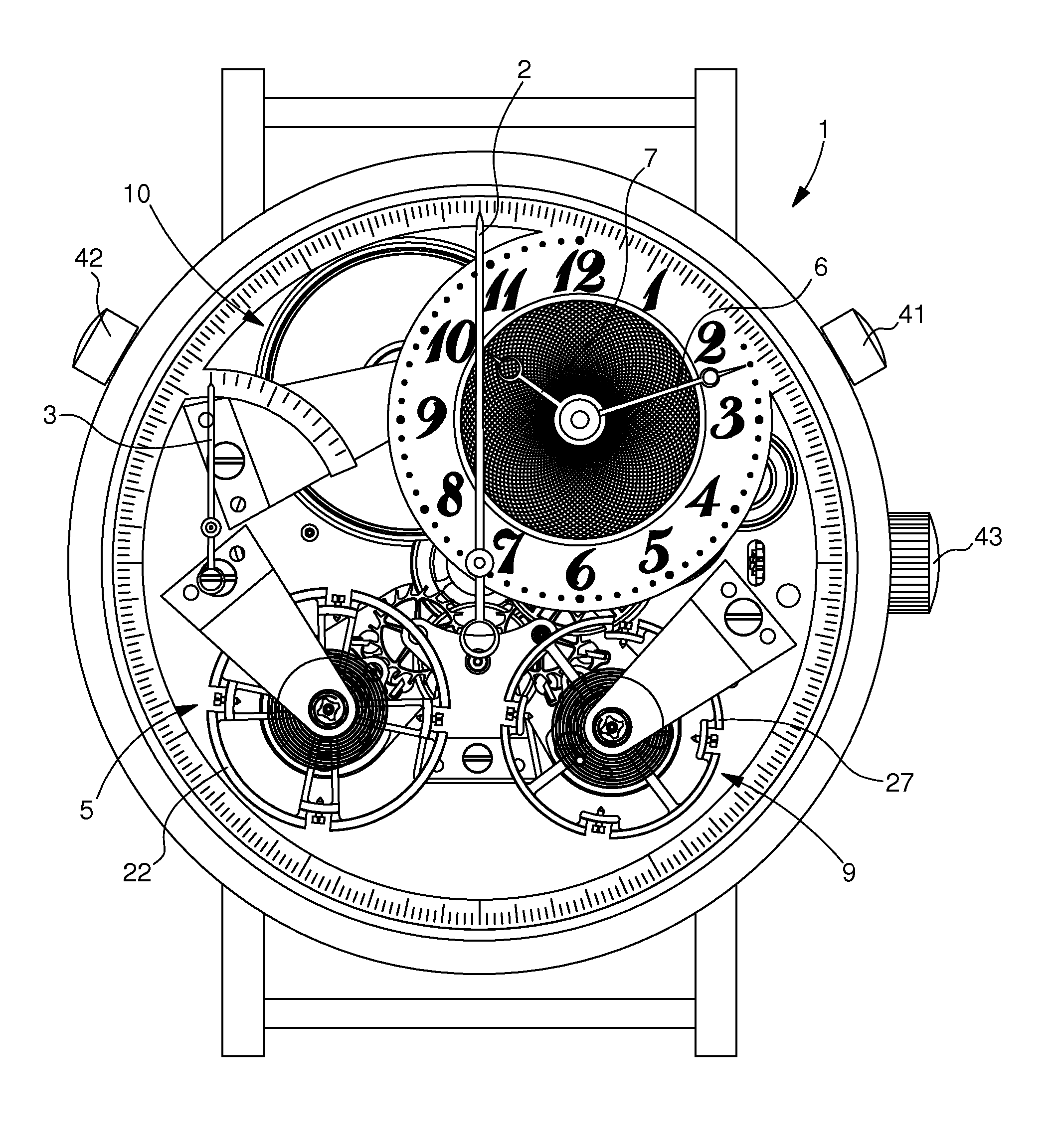 Timepiece comprising a chronograph and a watch