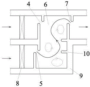 Vertical seam type fishway with bifurcation sections