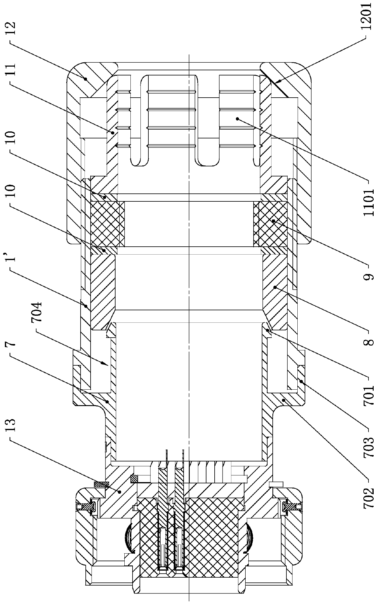 Cable sealing clamping and shielding woven layer compaction one-key tail clamp