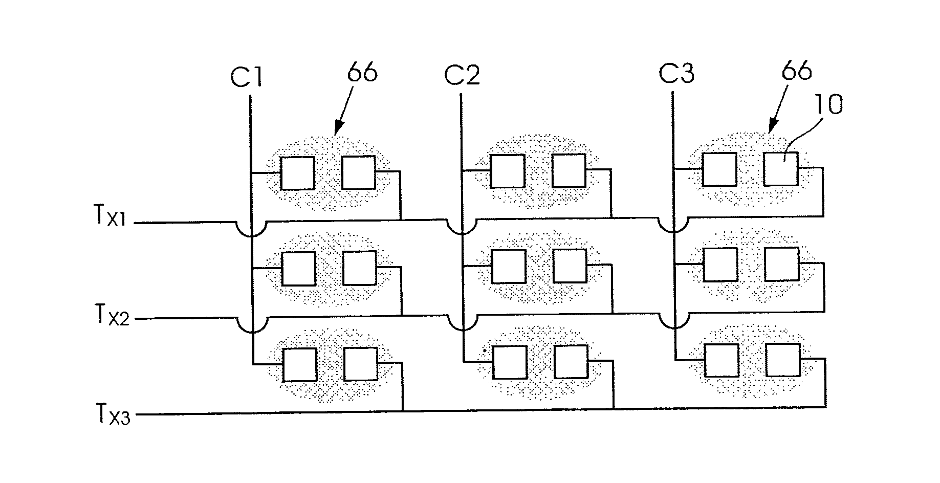 Pressure dependent capacitive sensing circuit switch construction