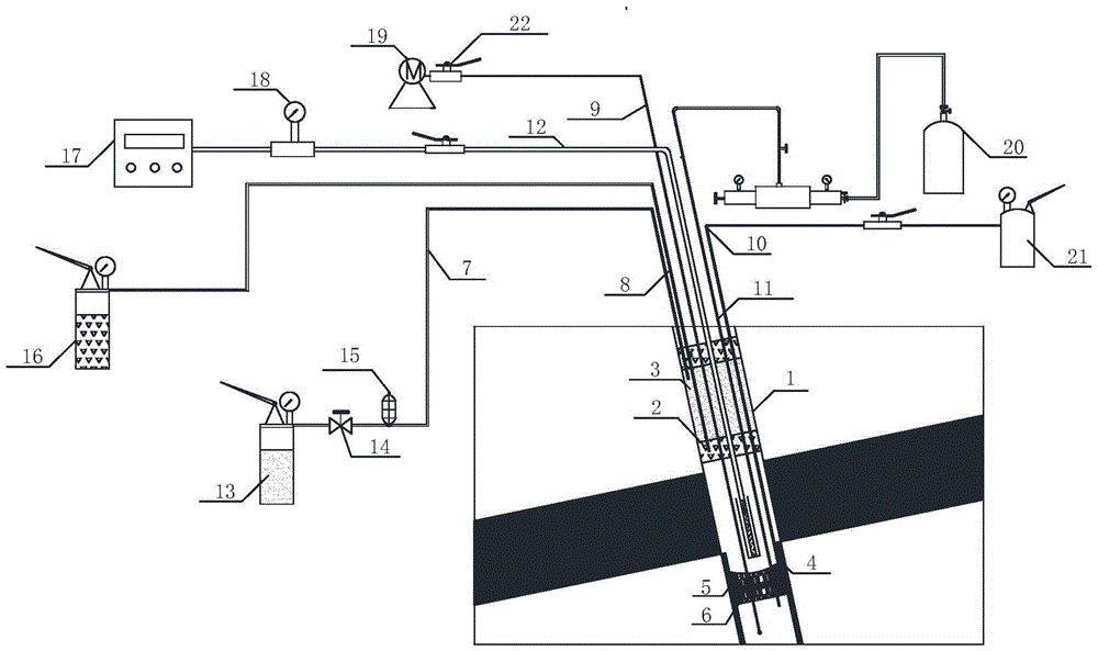 Measuring method of gas pressure observation system for downhole drilling in water-bearing coal rock