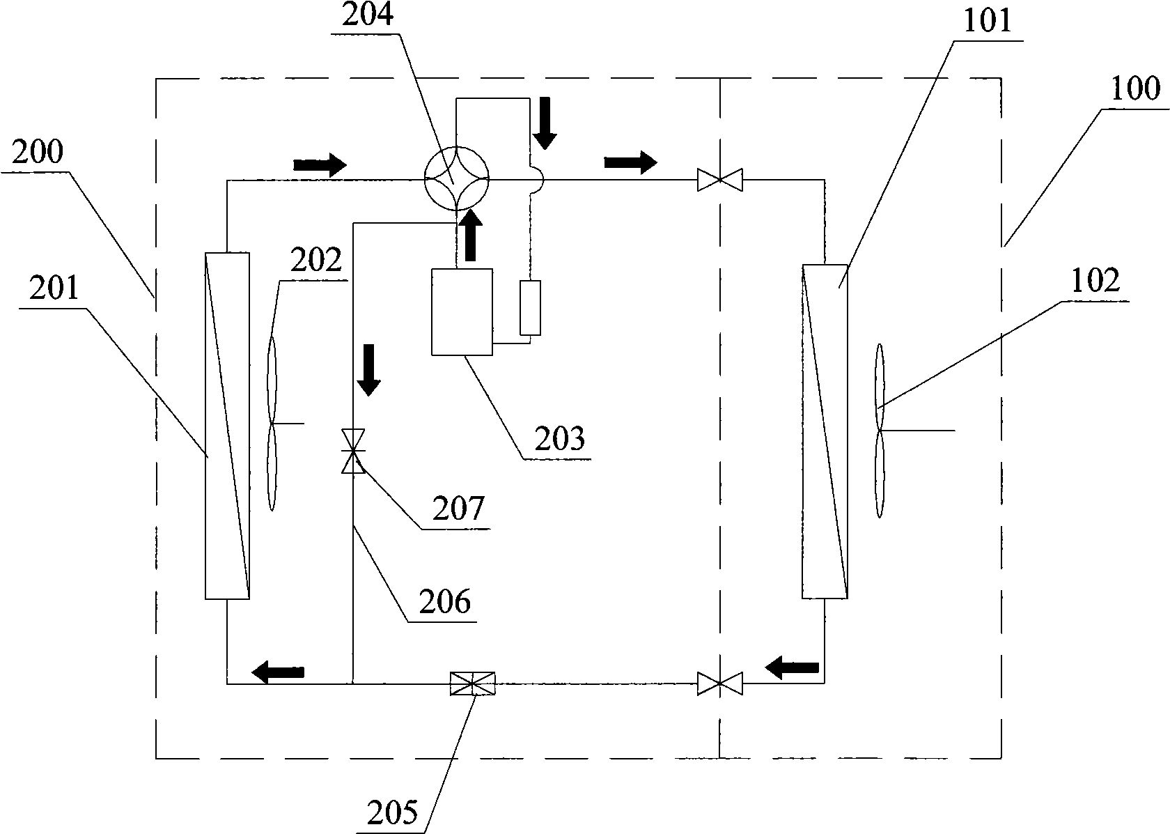 Cold and warm type frequency conversion air conditioner and defrosting method thereof