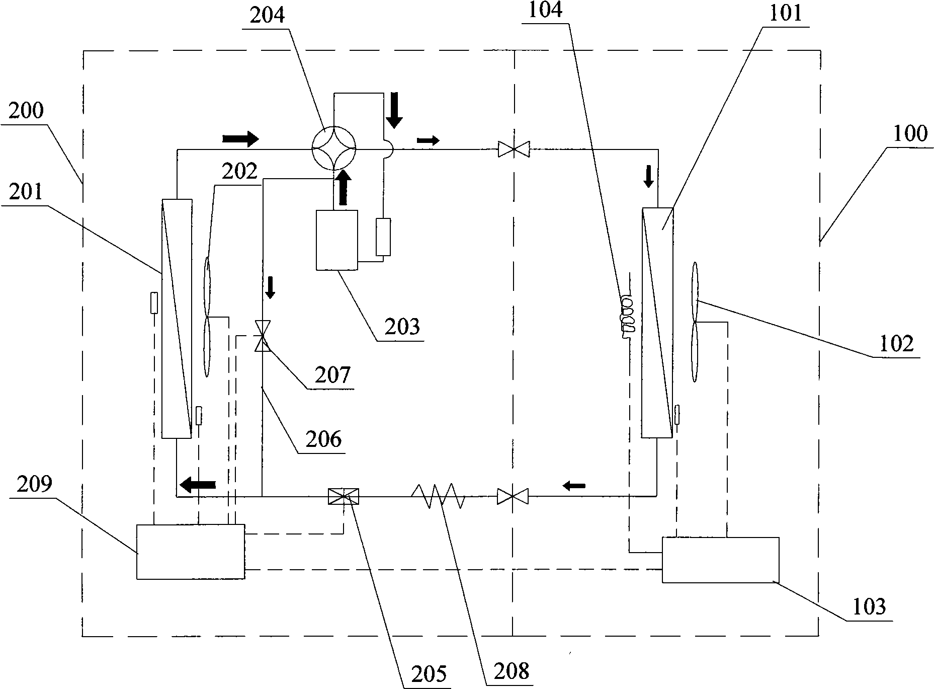 Cold and warm type frequency conversion air conditioner and defrosting method thereof