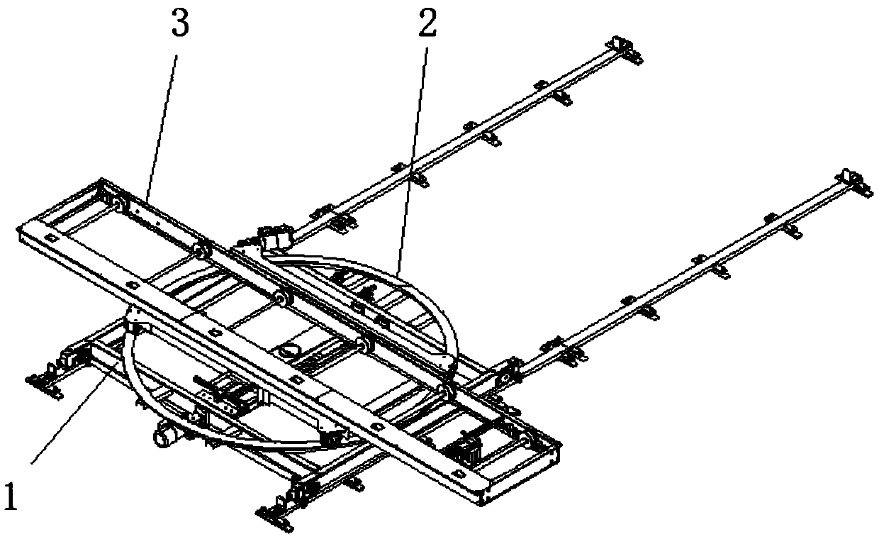 Rotary moving conveying system and skid conveying method