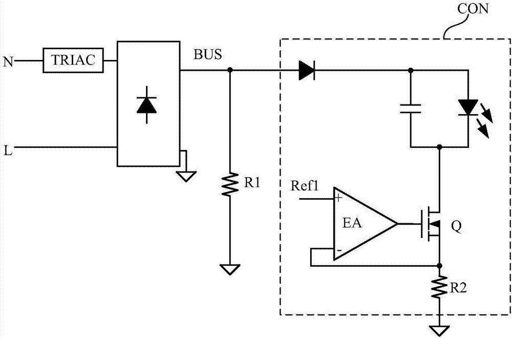 LED drive circuit having silicon controlled rectifier regulator, circuit module, and control method