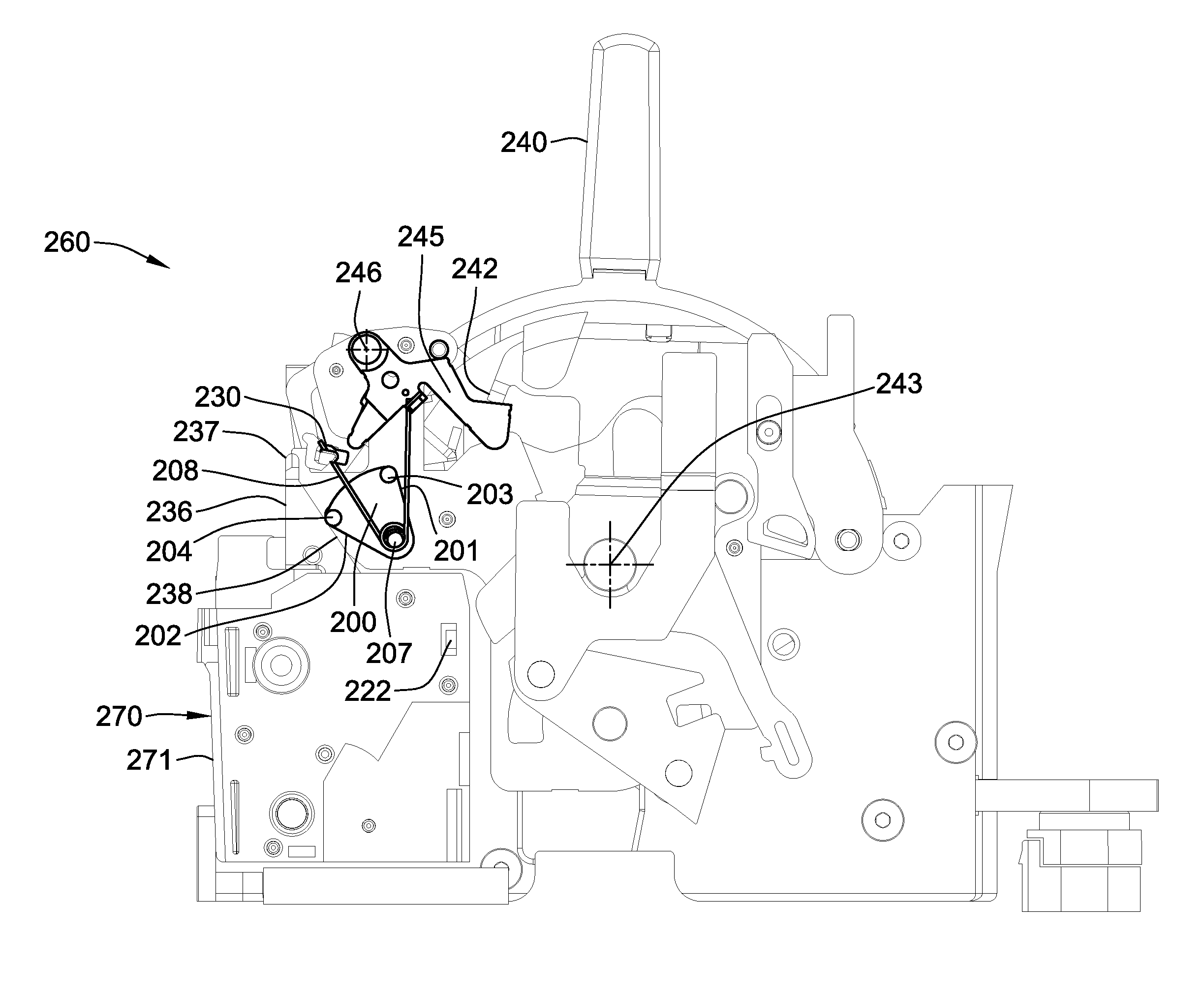 Piston trip reset lever