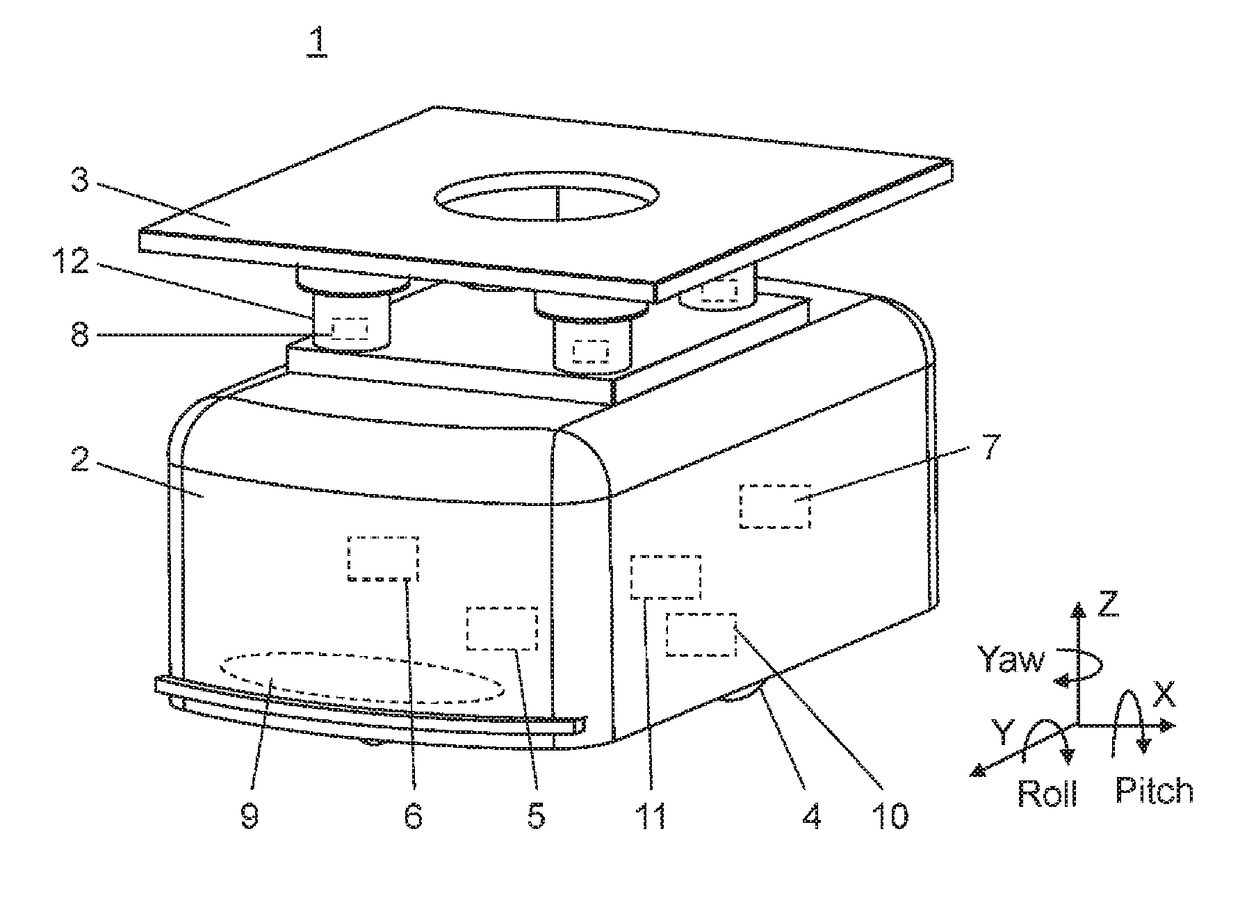 Transport device and rack mounted thereon