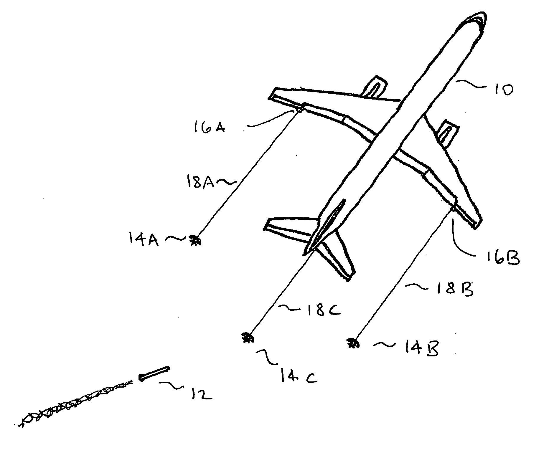 Self-powered tethered decoy for heat-seeking transport aircraft missile defense